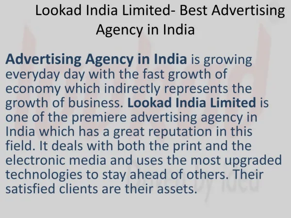 Lookad India Limited - Advertising Agency in India