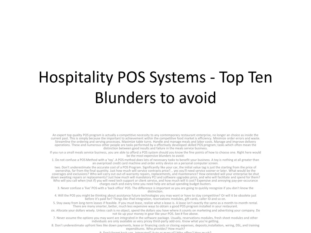hospitality pos systems top ten blunders to avoid