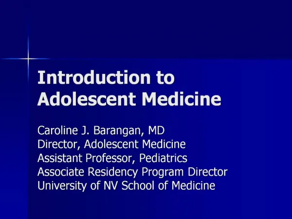 Introduction to Adolescent Medicine