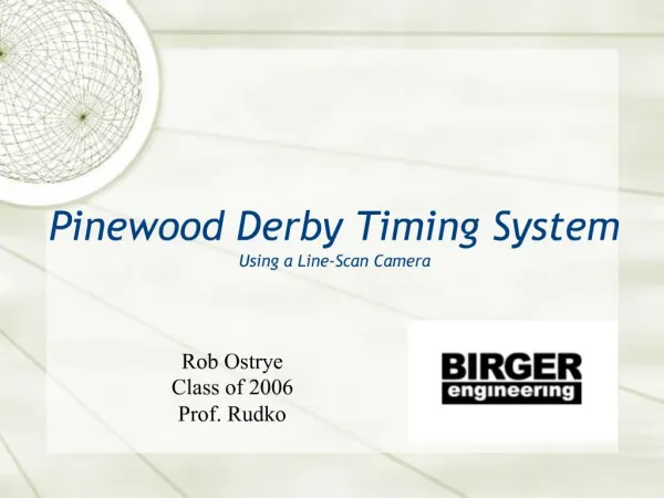 Pinewood Derby Timing System Using a Line-Scan Camera