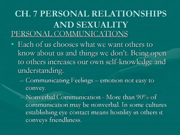 CH. 7 PERSONAL RELATIONSHIPS AND SEXUALITY