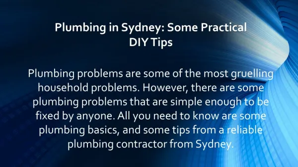 Plumbing in Sydney: Some Practical DIY Tips