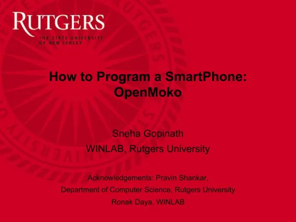 How to Program a SmartPhone: OpenMoko