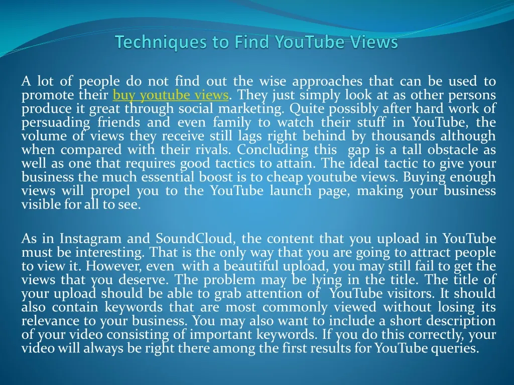 techniques to find youtube views