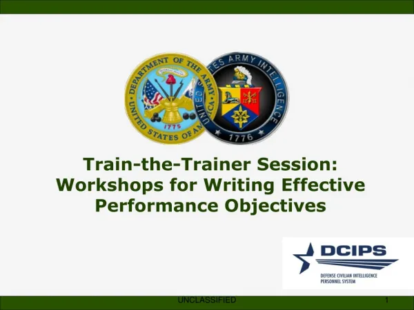 Train-the-Trainer Session: Workshops for Writing Effective Performance Objectives