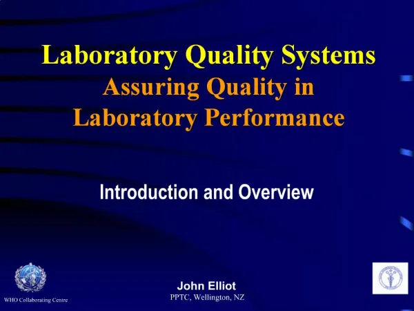 Laboratory Quality Systems Assuring Quality in Laboratory Performance