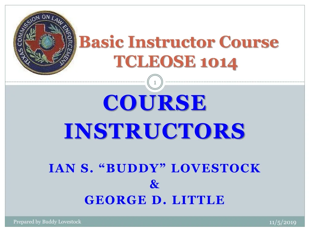 basic instructor course tcleose 1014