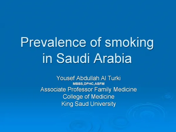 Prevalence of smoking in Saudi Arabia