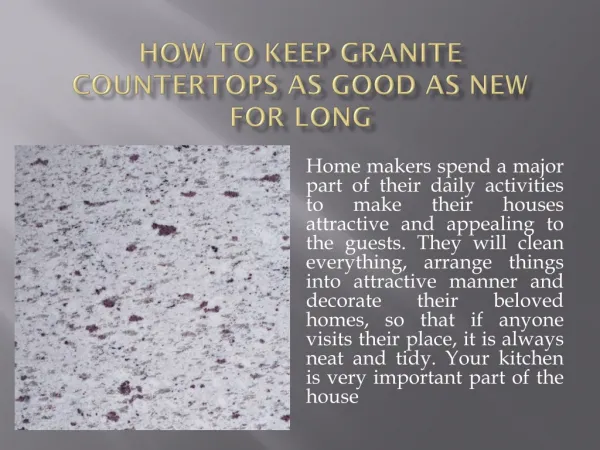 How to Keep Granite Countertops as Good as New for Long