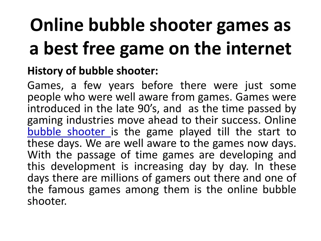 online bubble shooter games as a best free game on the internet