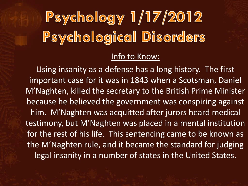 psychology 1 17 2012 psychological disorders
