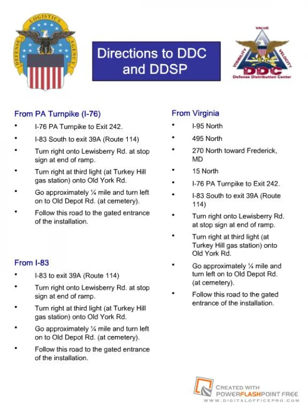 directions to ddc and ddsp