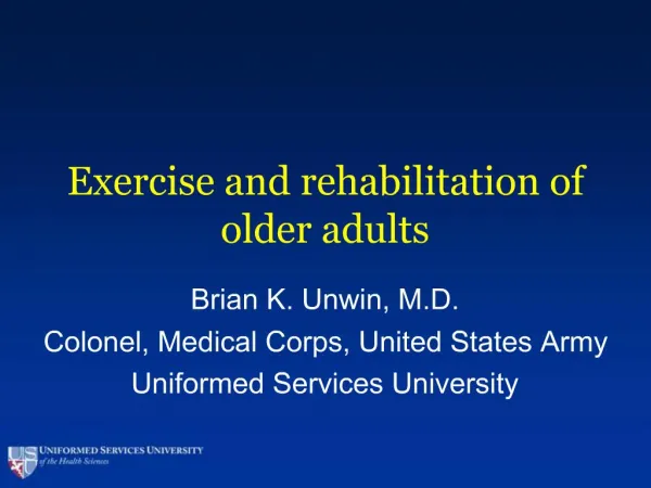 Exercise and rehabilitation of older adults