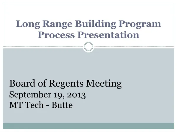 Long Range Building Program Process Presentation