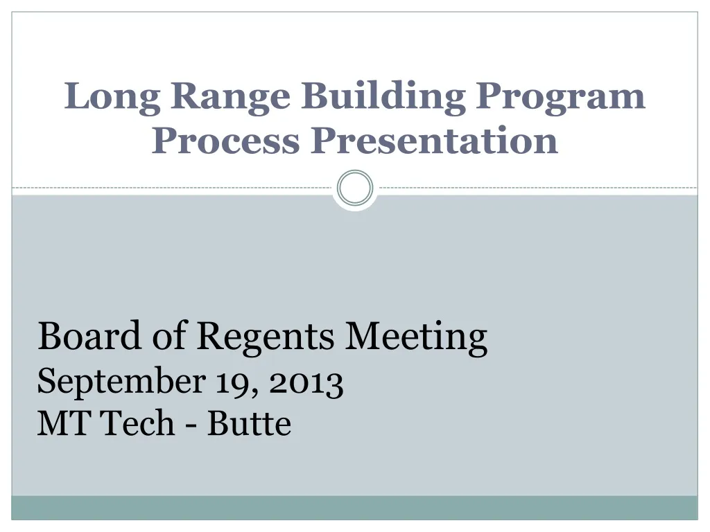 long range building program process presentation