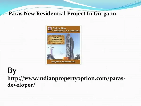 Paras New Residential Project In Gurgaon Call 9650268727