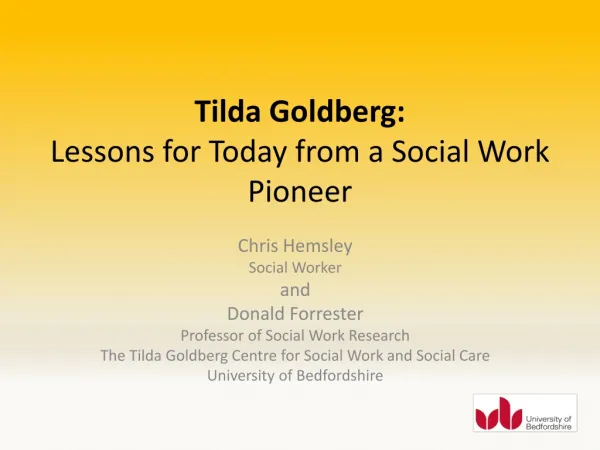 Tilda Goldberg: Lessons for Today from a Social Work Pioneer