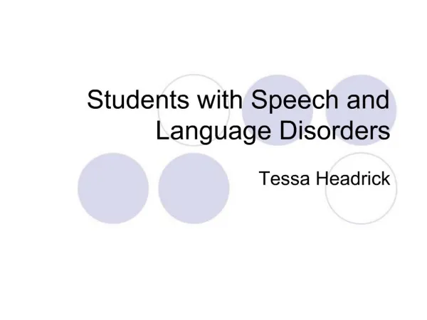 Students with Speech and Language Disorders