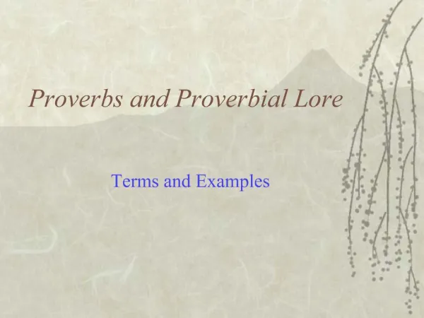 Proverbs and Proverbial Lore