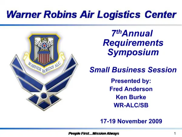 7th Annual Requirements Symposium Small Business Session