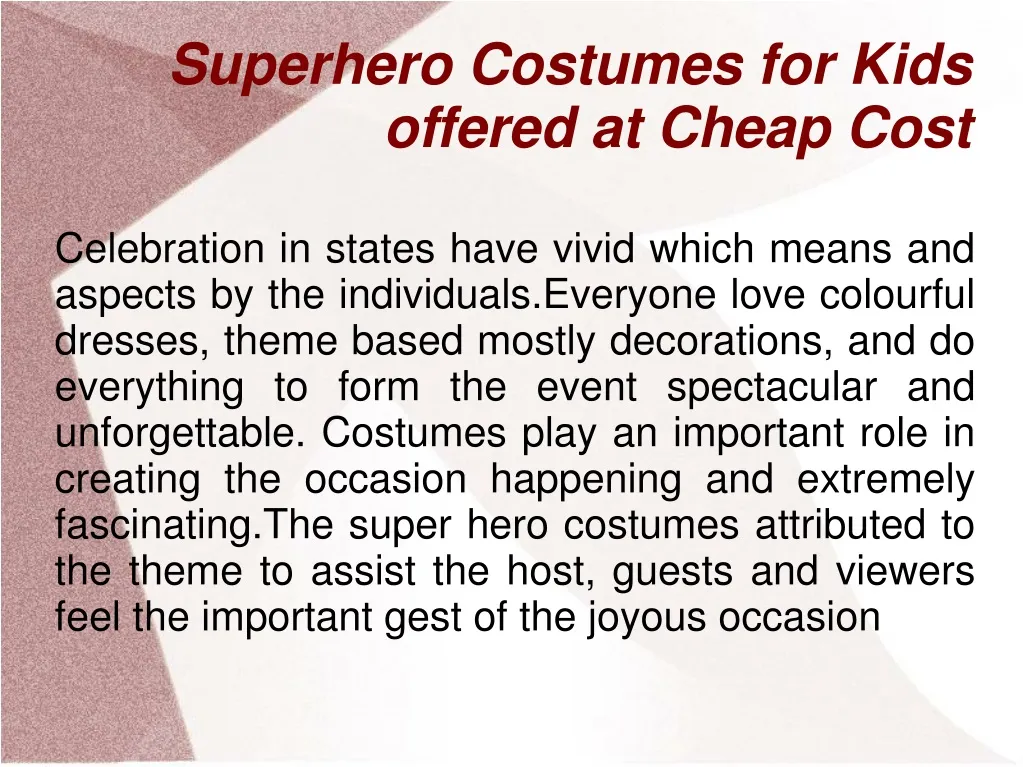 superhero costumes for kids offered at cheap cost