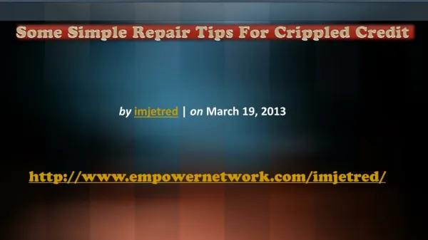 Some Simple Repair Tips For Crippled Credit