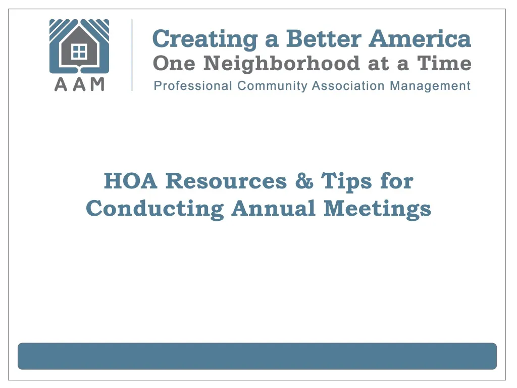 hoa resources tips for conducting annual meetings