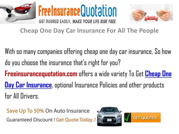 Temporary Car Insurance Cover For 1 Day For All The People