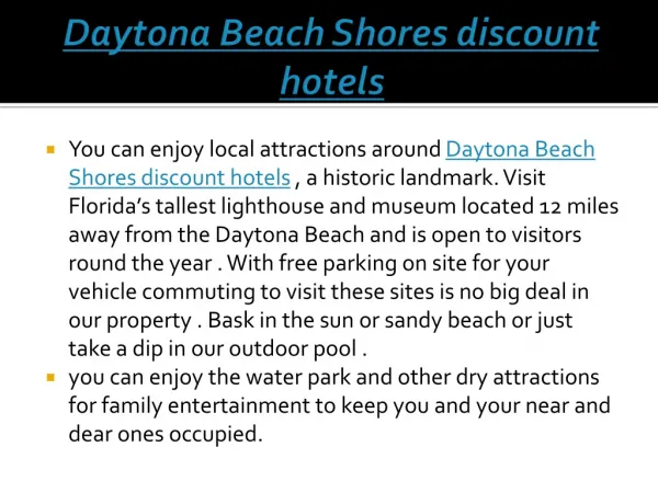 Daytona Beach Shores discount hotels