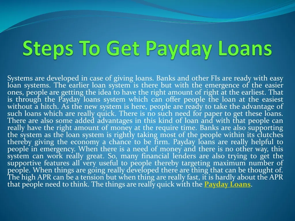 steps to get payday loans