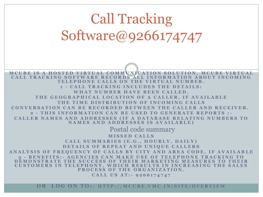 call tracking software@ 9266174747