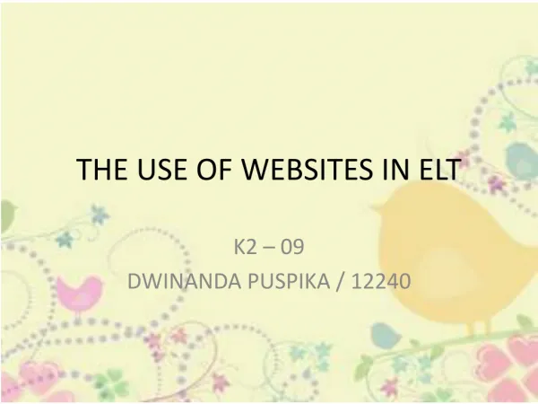The Use of Websites in ELT