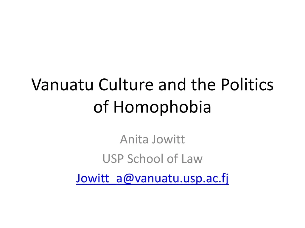 vanuatu culture and the politics of homophobia