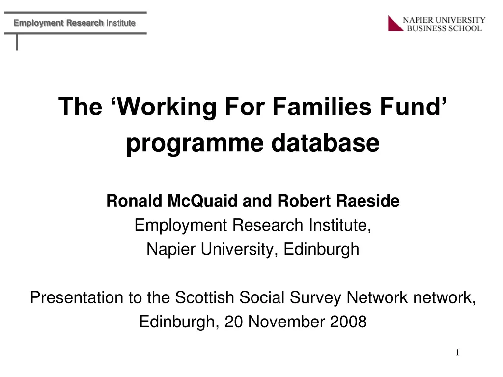 the working for families fund programme database