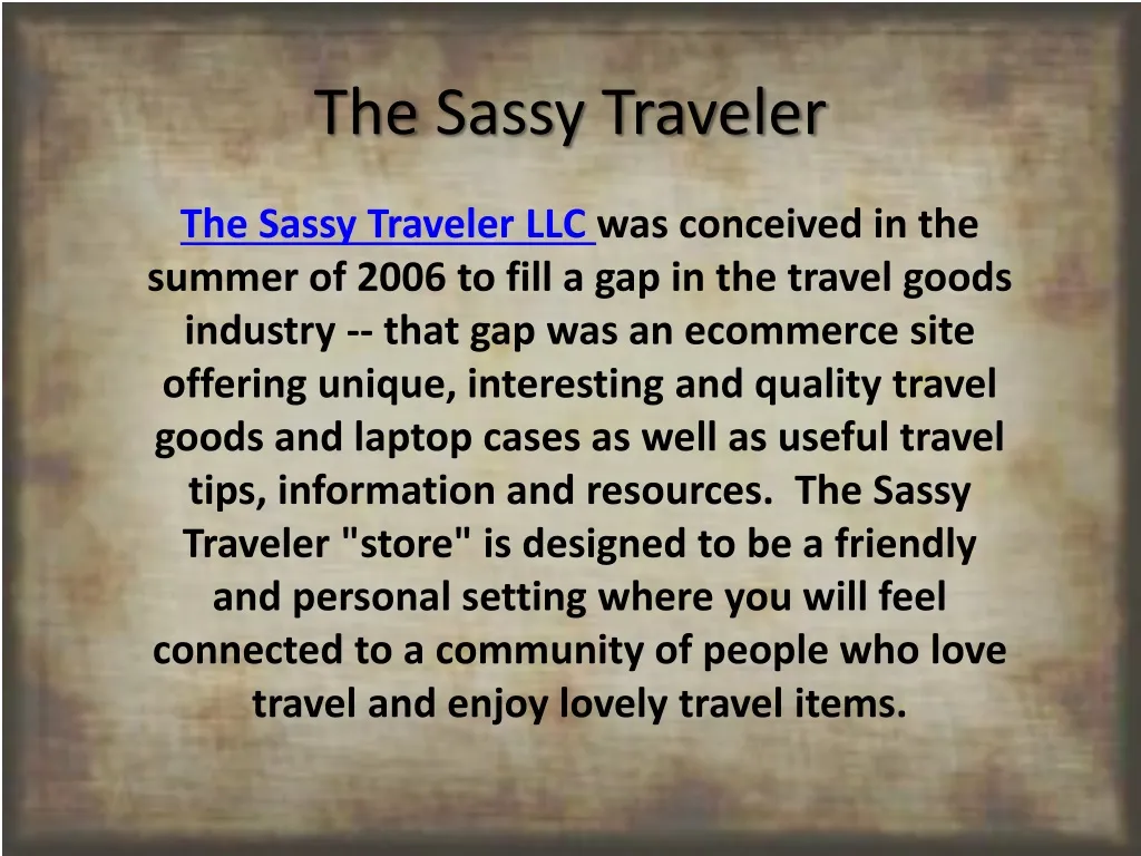 the sassy traveler