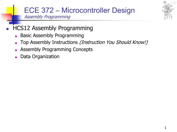 ECE 372 Microcontroller Design Assembly Programming