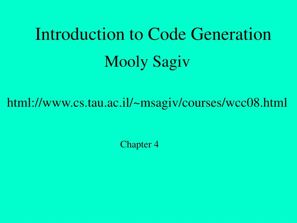introduction to code generation