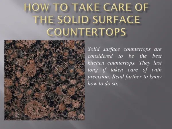 How to Take Care of the Solid Surface Countertops