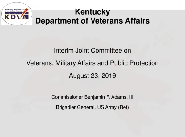 Kentucky Department of Veterans Affairs Interim Joint Committee on