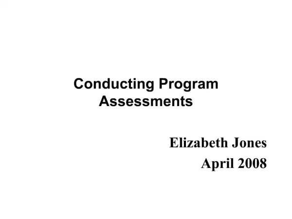 Conducting Program Assessments