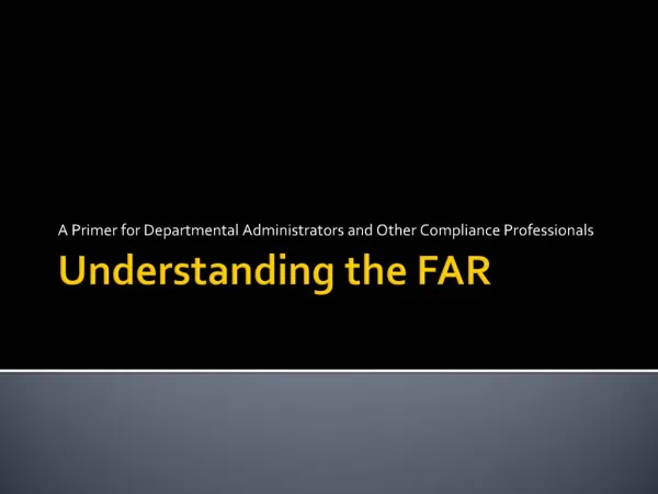 Understanding the FAR