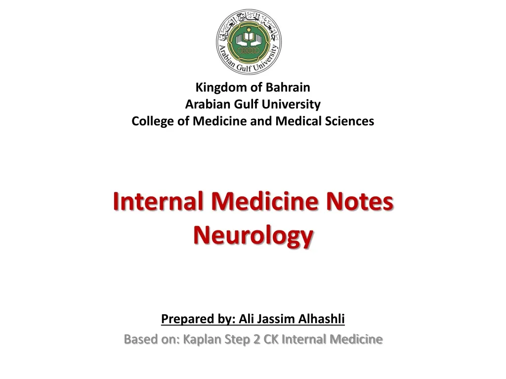 kingdom of bahrain arabian gulf university college of medicine and medical sciences