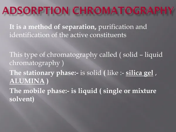 ADSORPTION CHROMATOGRAPHY