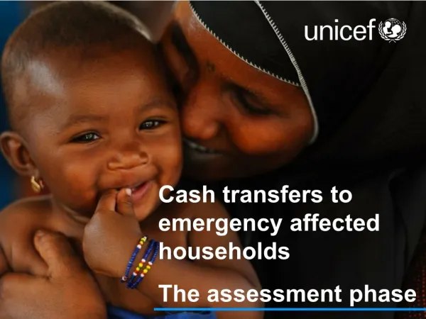 Cash transfers to emergency affected households The assessment phase