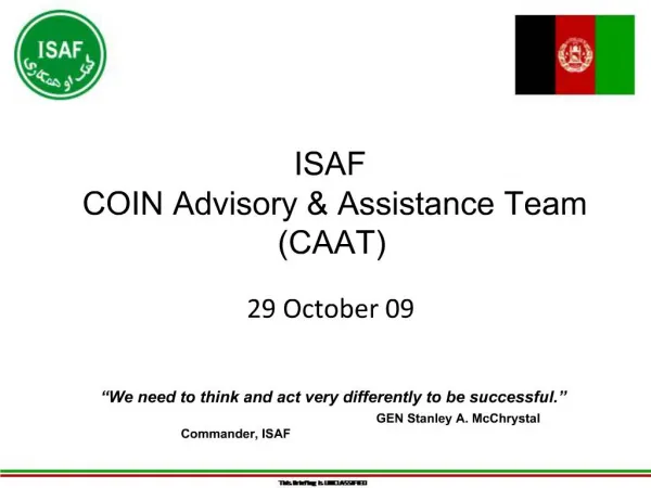 ISAF COIN Advisory Assistance Team CAAT