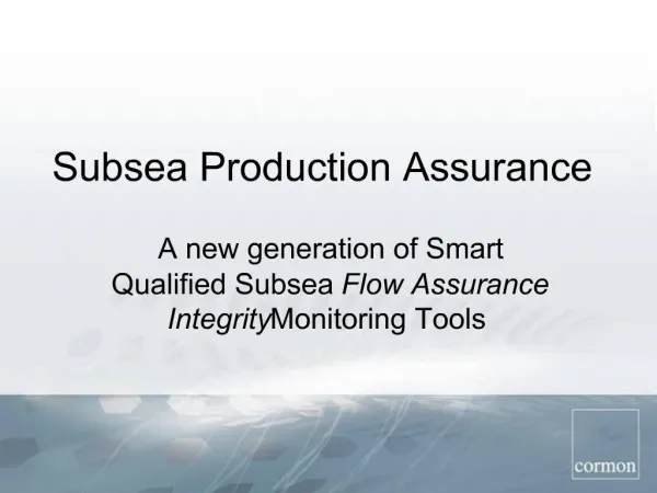 Subsea Production Assurance