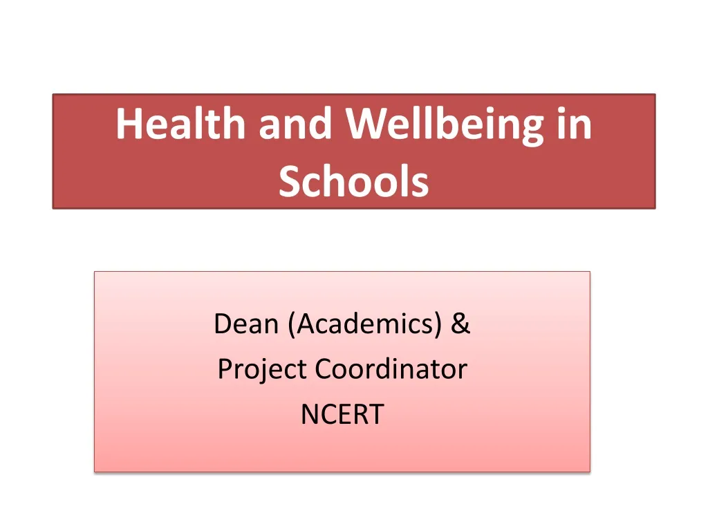 health and wellbeing in schools