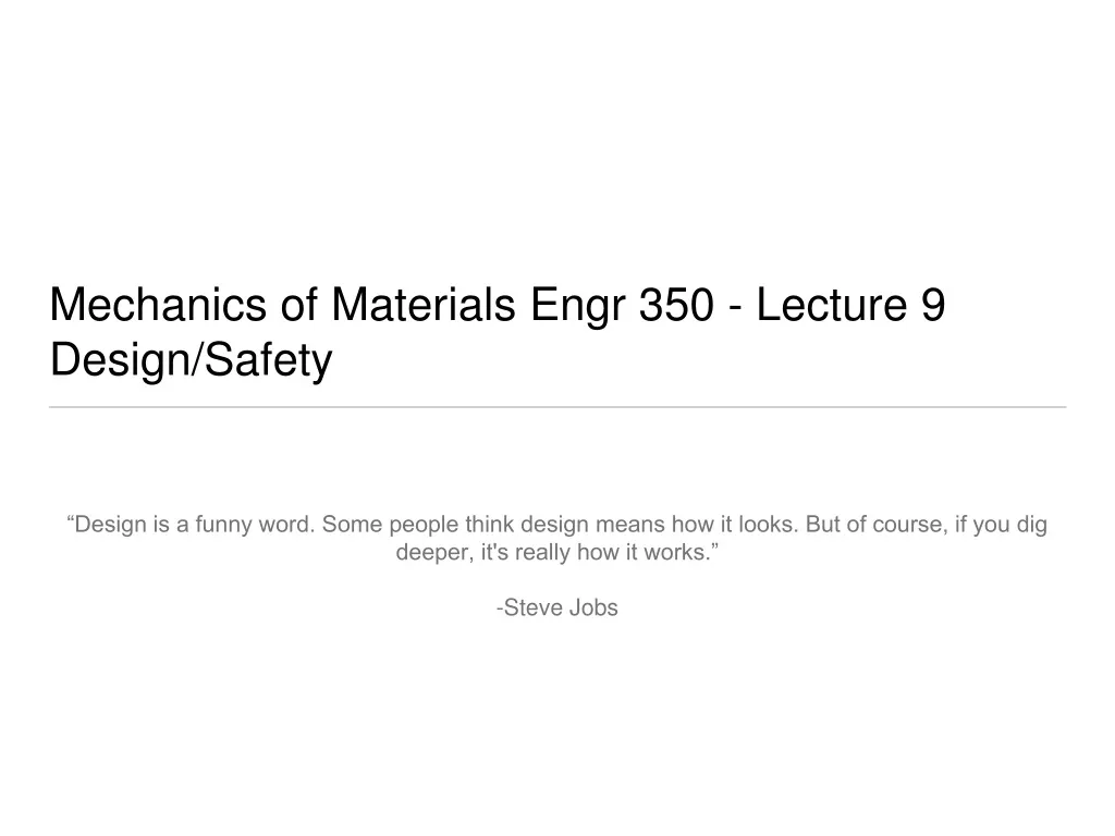 mechanics of materials engr 350 lecture 9 design safety