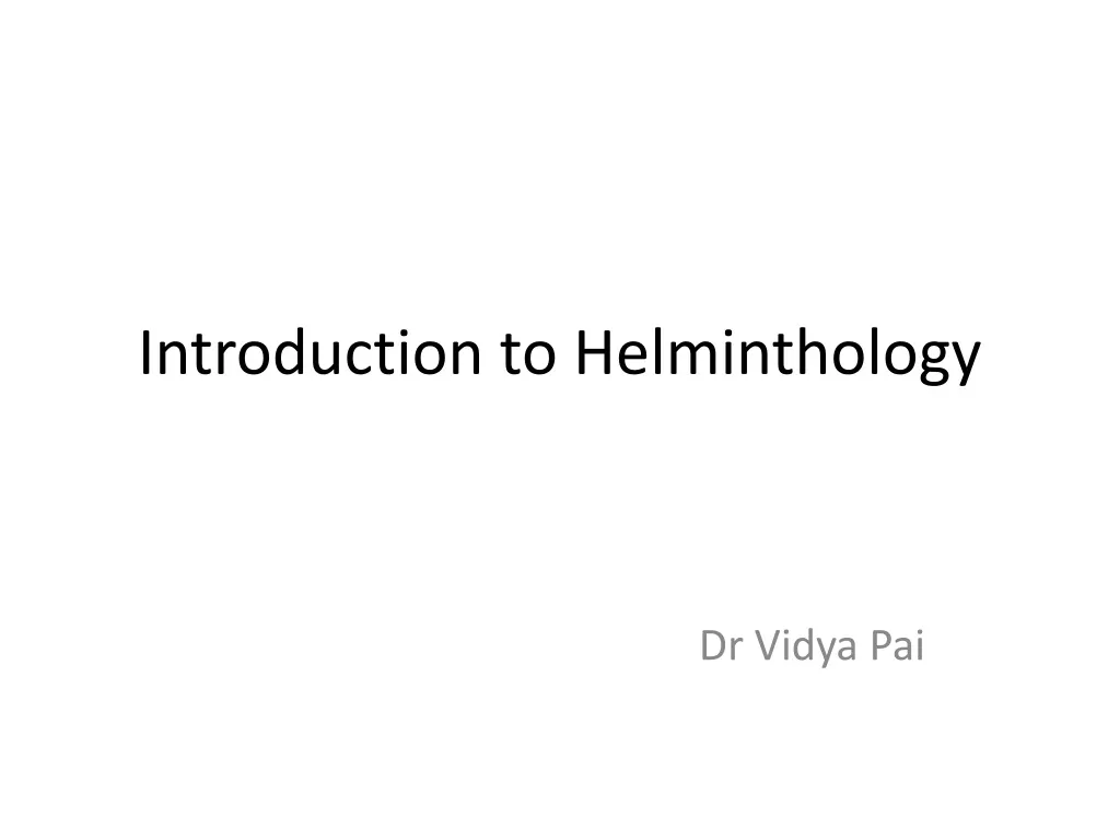 introduction to helminthology