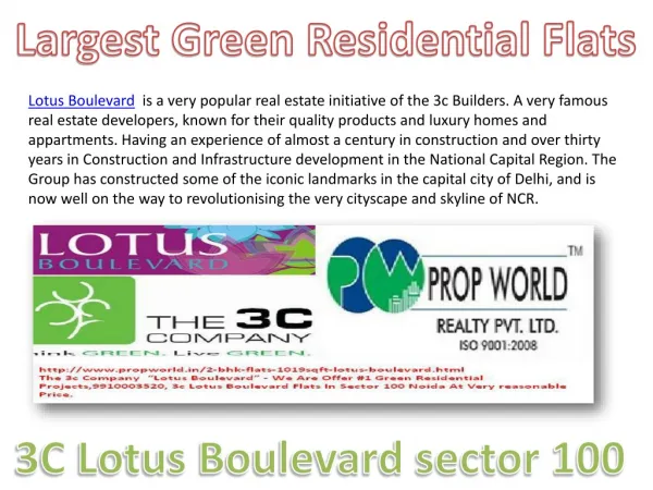 Lotus Boulevard 9910006454 Lotus Boulevard Noida 3c Lotus Bo